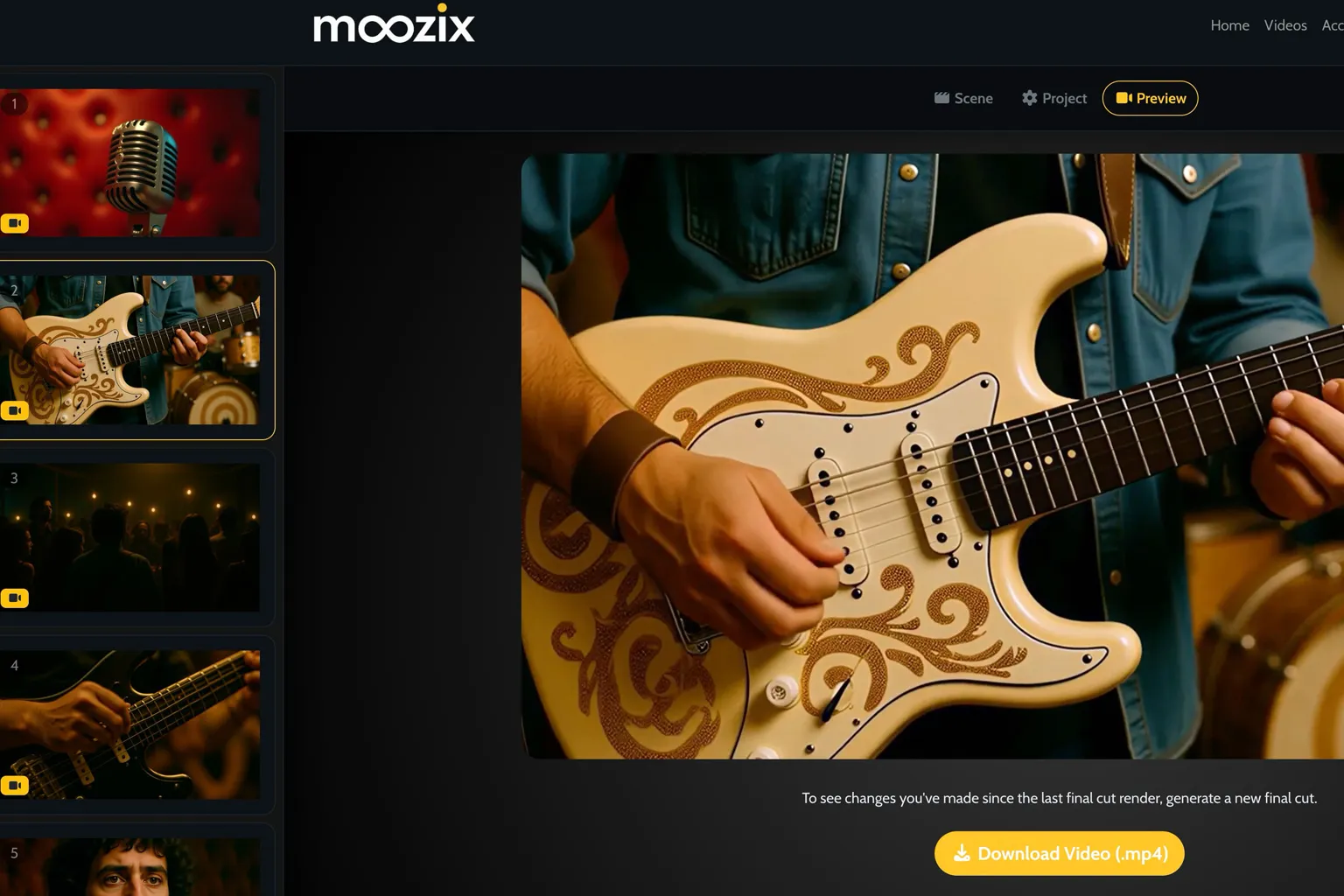 Moozix Music Video Creator scene editor